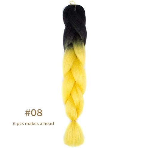 Synthetic jumb Braids Ombre Braiding Hair Extension Box Braid Hair Pink Purple Yellow Golden Colors hair 24inch kanekalons hair B8