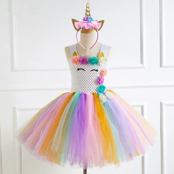 

Beautiful Princess Dress with Hairband Unicorn Party Princess Costume Kids Dresses for Girls Toddler Dresses Baby Girl Clothes