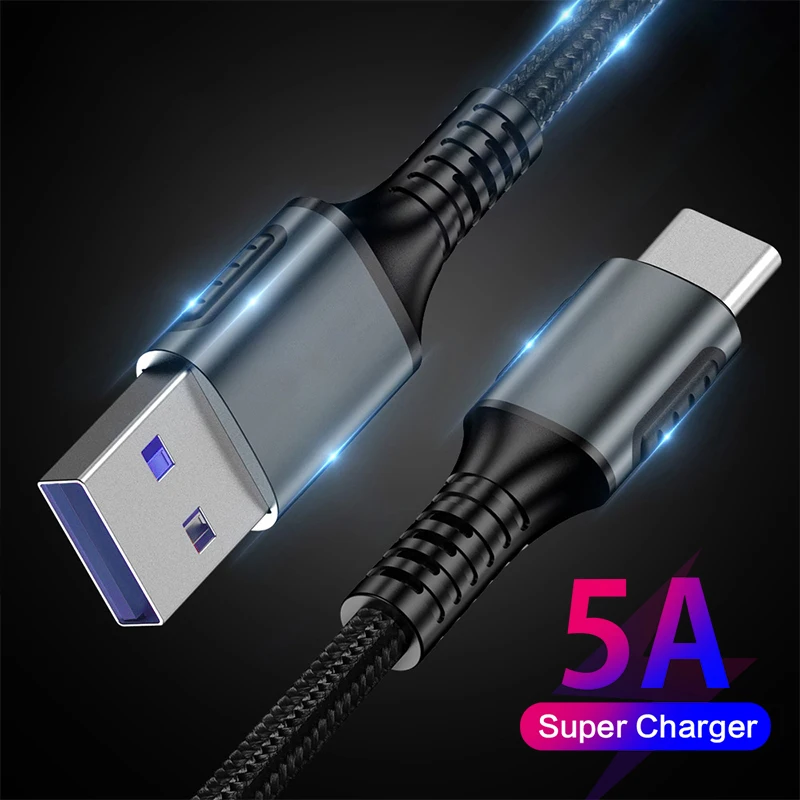 5A супер кабель USB Type-C для быстрой зарядки Quick зарядное устройство Samsung S10 S9 Huawei P40 P30