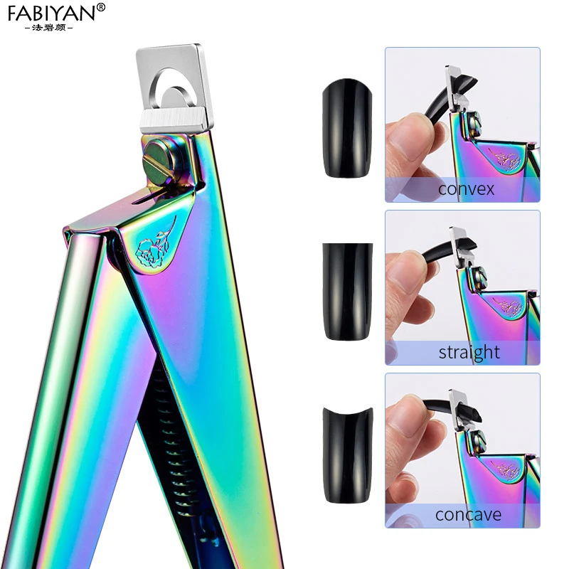 Rainbow Nail Art Clipper Edge Cutters Trimmer False Nail Tips Scissor Stainless Steel Manicure Tools
