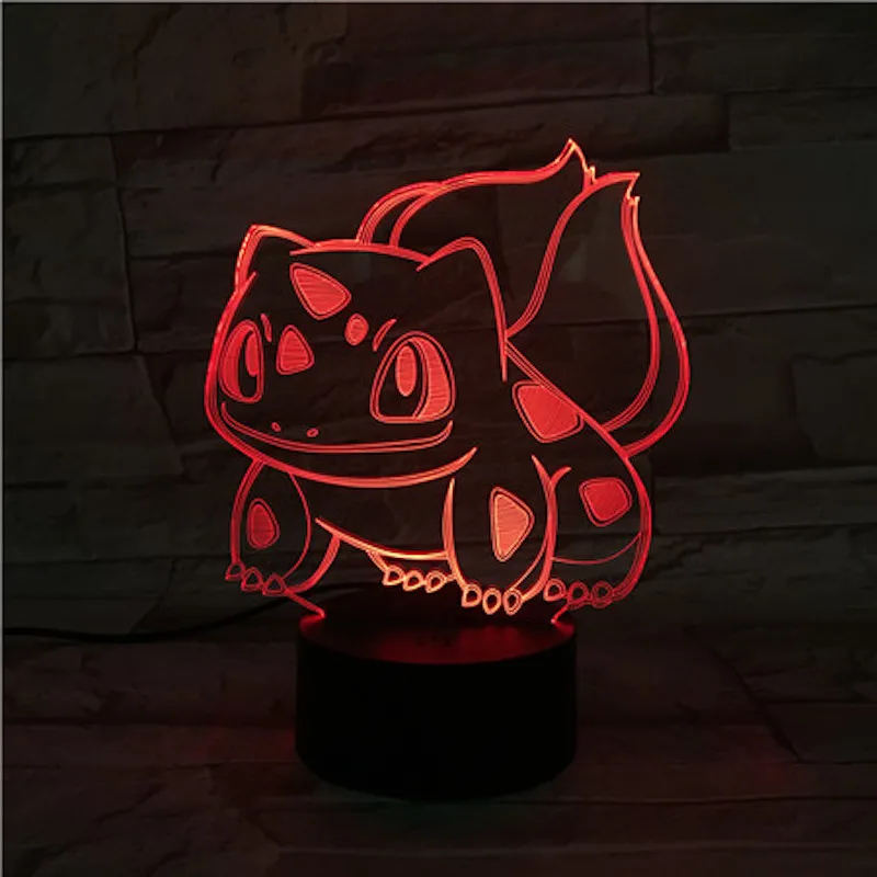 Pokemon Go Bulbasaur рисунок 3d Ночной светильник для гостиной атмосфера кровать лампа праздничный подарок для детей Светодиодная настольная лампа Bulbasaur