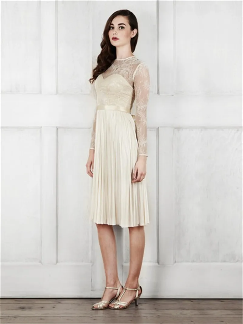 MANSA; robe de Mariage короткие платья для невест сексуальное кружевное платье А-силуэта с длинный рукав Модное Vestido De Novia платья для матери невесты