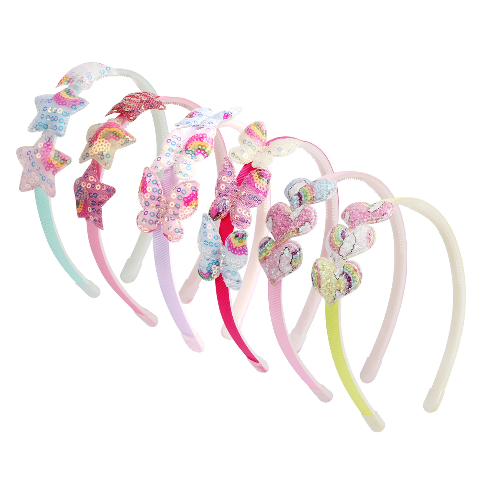 small hair clips Candygirl Glitter Headbands for Girls Cute Sparkly Hair Hoops Different Colors Sequin Cartoon Star Hair Bands Accessories white hair clips