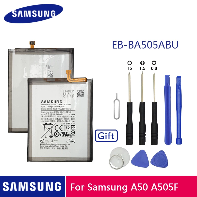 SAMSUNG Original Phone Battery EB-BA505ABN EB-BA505ABU 4000mAh For Samsung Galaxy A50 A505F SM-A505F Replacement Batteries SAMSUNG Original Phone Battery EB-BA505ABN EB-BA505ABU 4000mAh For Samsung Galaxy A50 A505F SM-A505F Replacement Batteries