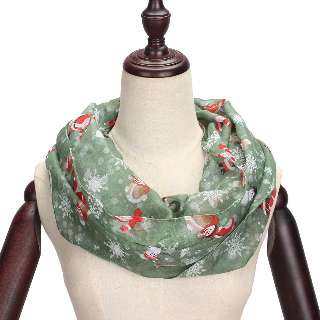 

Snowman Scarf Christmas Women Lady Santa Snow Sun Protection Gauze Kerchief winter scarf Fashion temperament modis Luxy bufanda