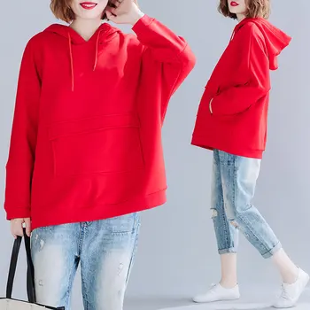 

NEW Autumn Winter Women Fashion Elegant Solid Color Batwing Tops Ladies Female Long Sleeve Cotton Fleece Loose Sweatshirt