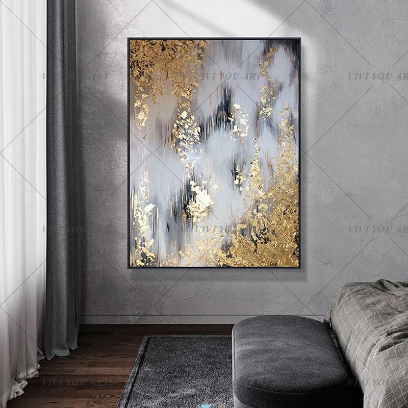 Большой размер ручная работа современная абстрактная Золотая картина маслом Морден Золотое Искусство пейзаж картины для гостиной украшения спальни - Цвет: Бургундия