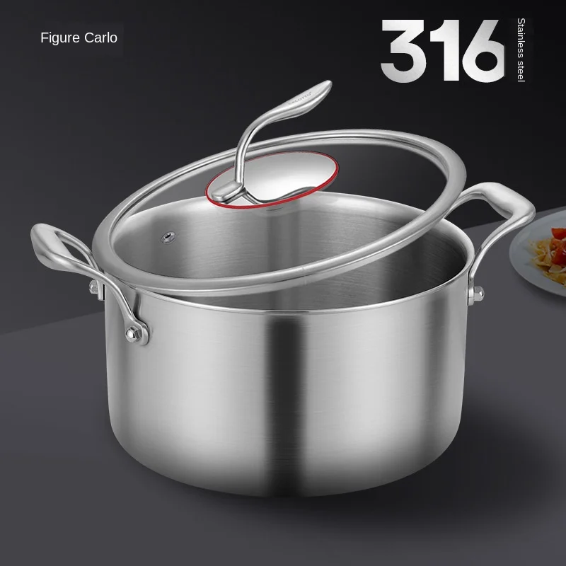 316 Stainless Steel Non Stick Soup Pot Household Thickened Large