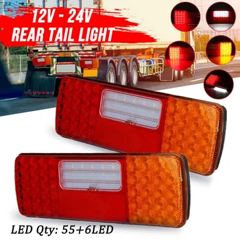 

2pcs 12V 24V LED Car Truck Tail Light Taillight Rear Brake Light Turn Signal Indicator Lamp Trailer Lorry Bus Waterproof