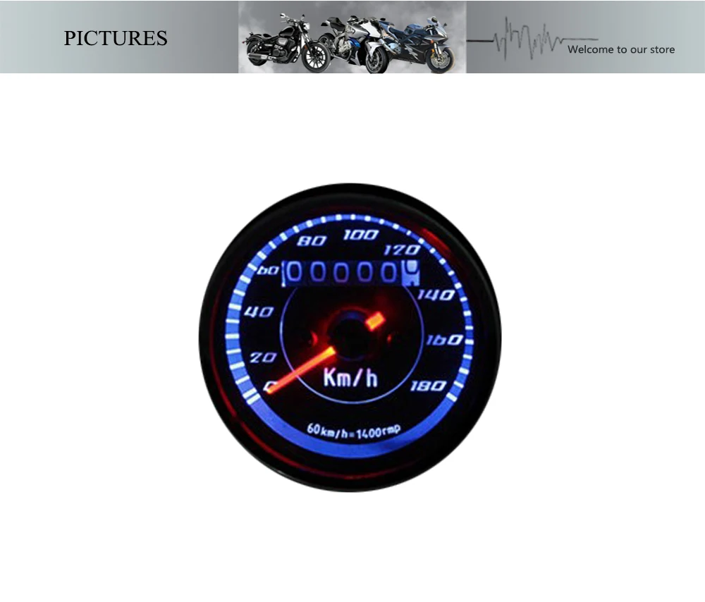 Universal 12V LED Odometer Motorcycle 0~180Km/h Speedmeter Tachometer Metal Plating Cafe Racer For Harley BOBBER CHOPPE