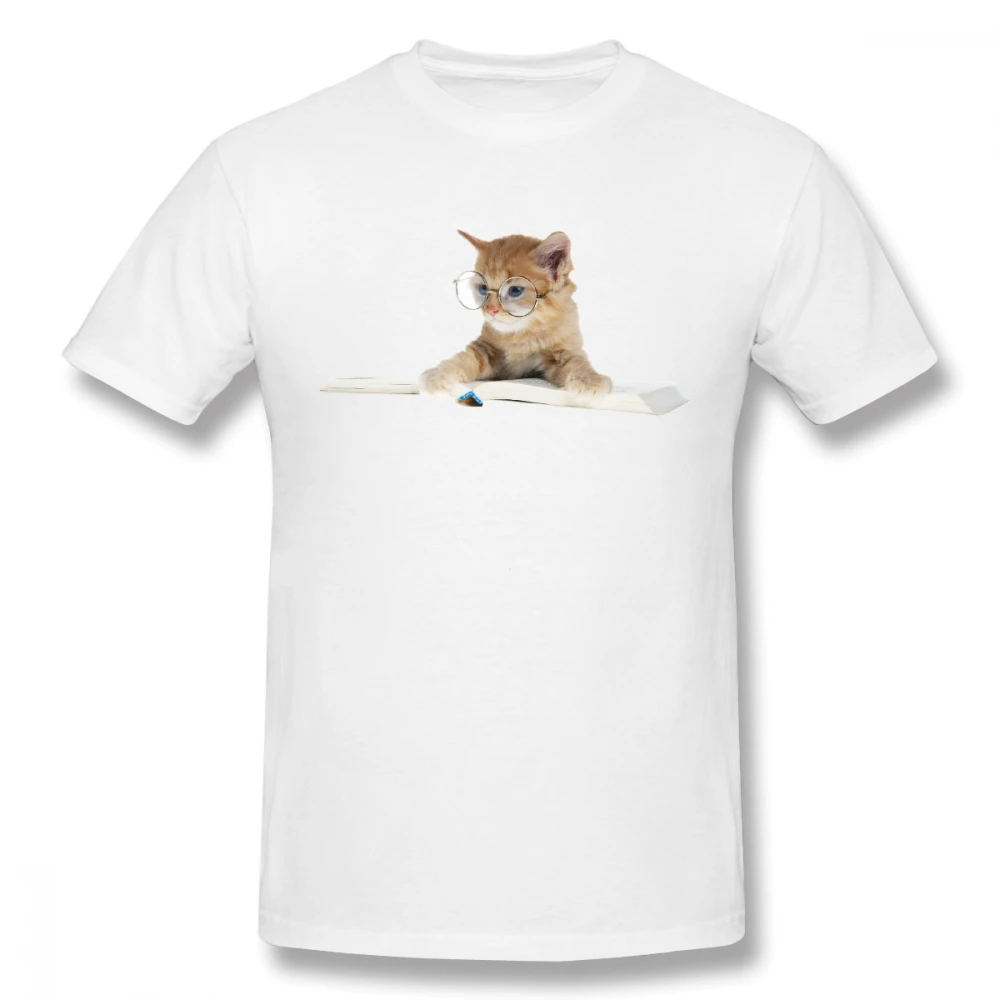 

creative A Cat Reading t shirt men Casual Fashion Men's Basic Short Sleeve T-Shirt boy girl hip hop t-shirt top tees