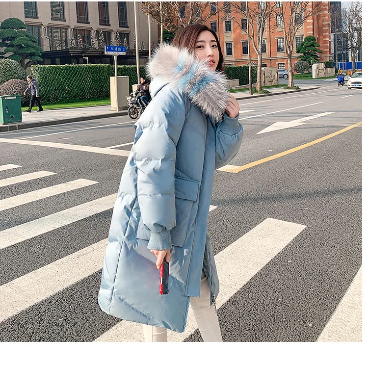 Heydress теплый длинный пуховик модный Свободный утепленный большой меховой воротник зимний женский пуховик с капюшоном пуховик верхняя одежда