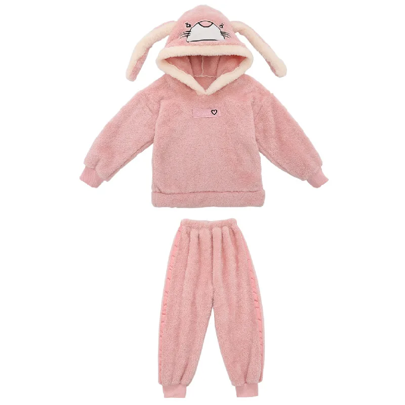 Детские пижамы, новая Утепленная зимняя домашняя одежда для мальчиков и девочек, большая детская Двусторонняя плюшевая теплая одежда, 4-12 лет