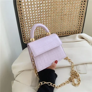 

Stone Pattern Leather Crossbody Bags For Women Handbags and Purses Chain Design Mini Shoulder Messenger Bags Female Small Flaps