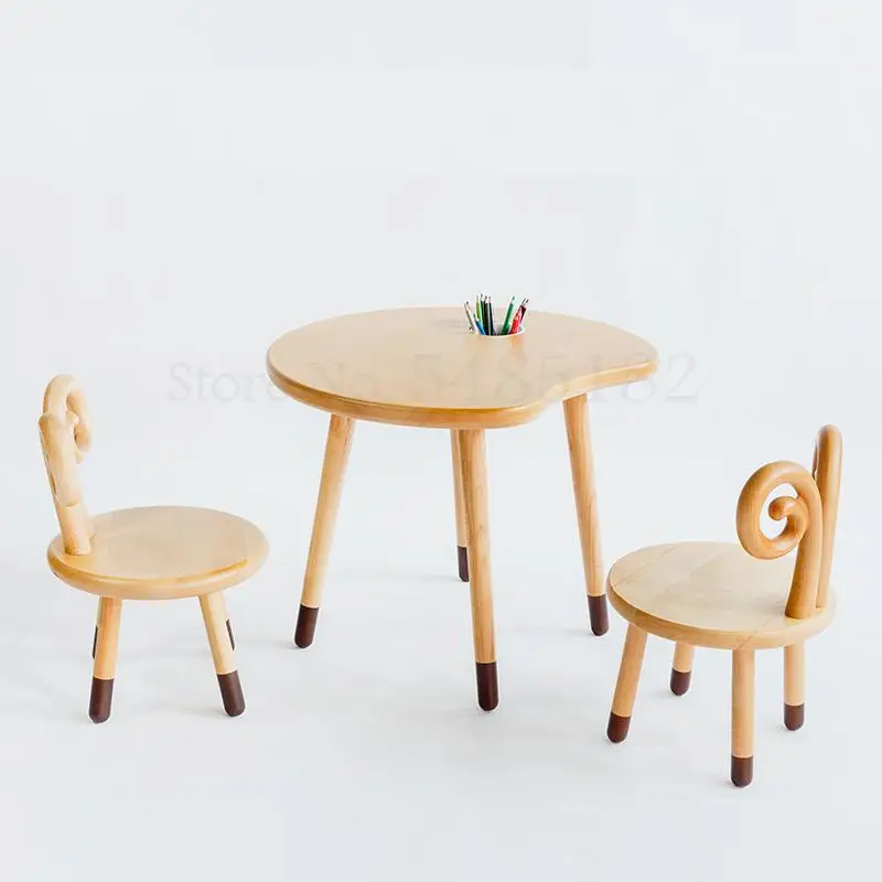 Solid wood children's table and chair set kindergarten desk primary