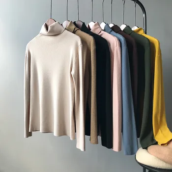 

Autumn and winter sweater women long sleeves Christmas sweater top Korean version of the sweater high neck slim knitted sweater