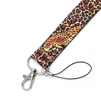 

30pcs/lot Leopard Print Lanyard Ribbon Necklace DIY Key USB Badge Holder Hang Rope Customizable Lanyard Key Strap DC145