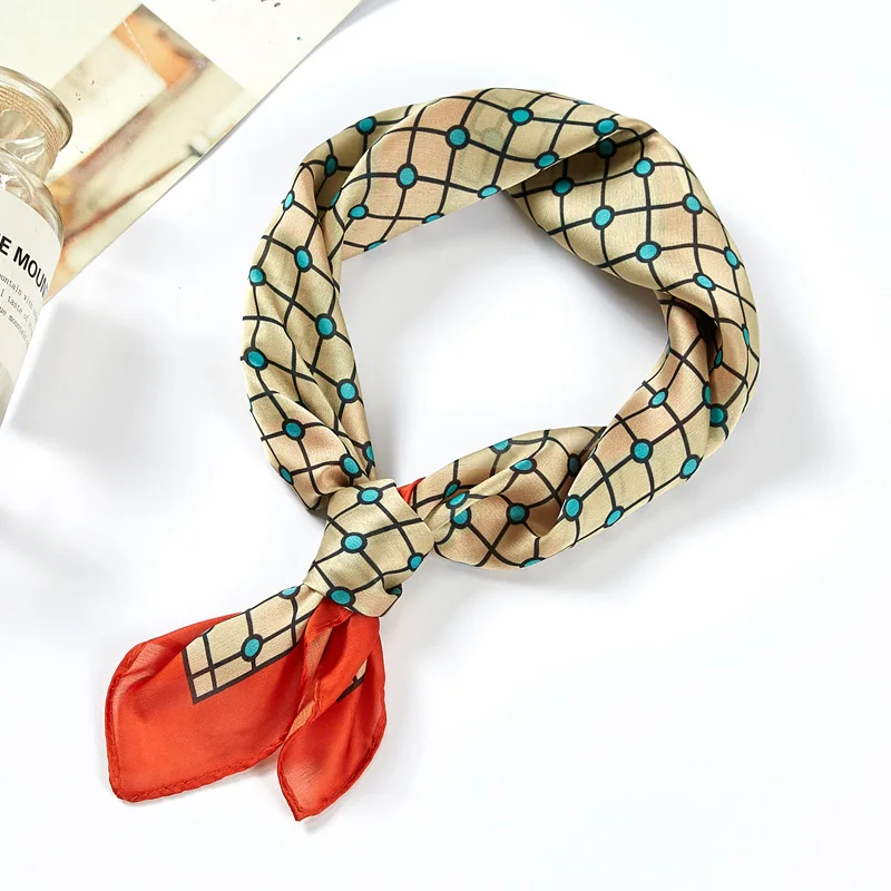 New style Plaid Scarf Bandana Women's Silk Scarves in Spring and Summer 53*53cm |