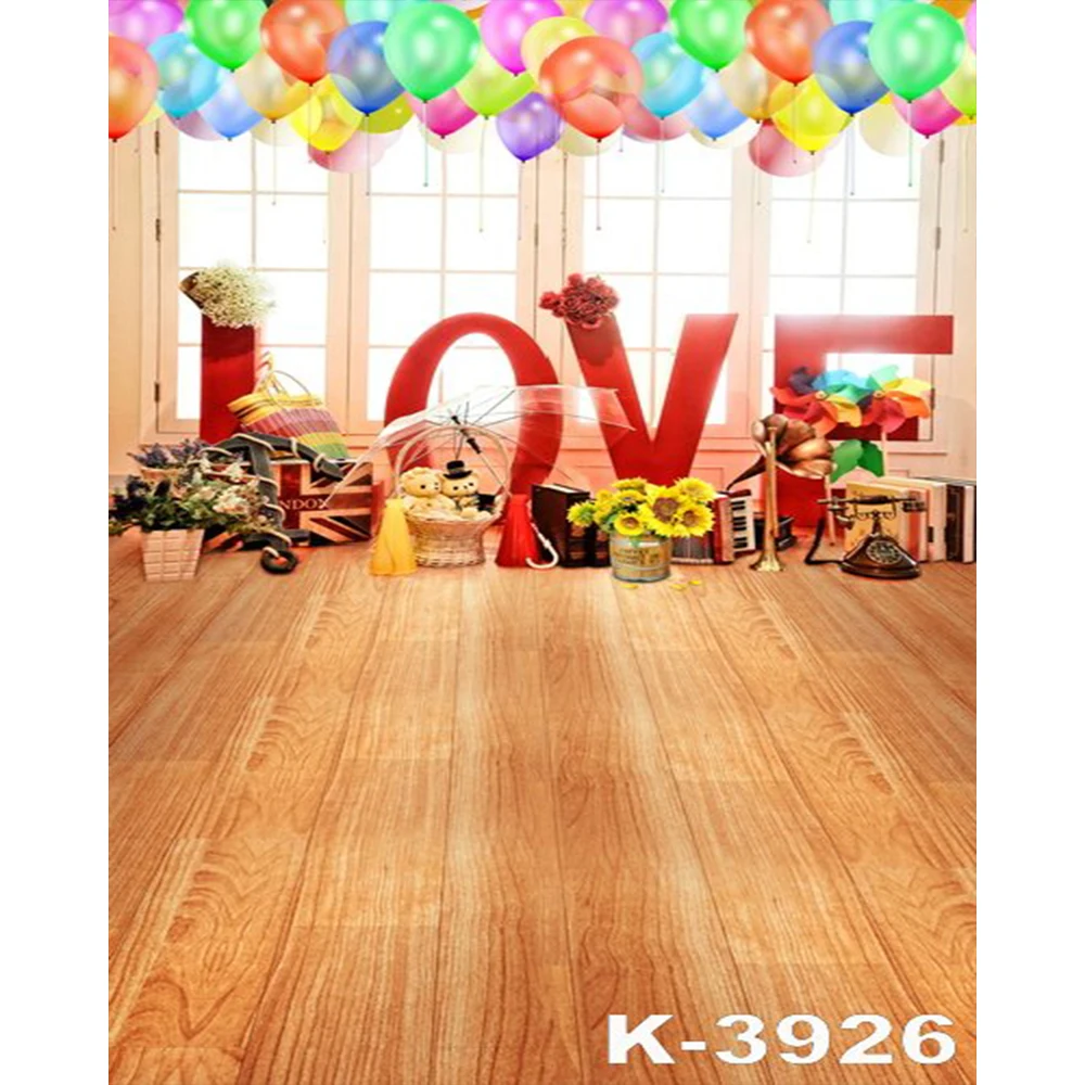 

Photography Backdrop Toy Bears Gift Wooden Floor Background Photo Studio for Lovers Valentine's Day Wedding Photocall