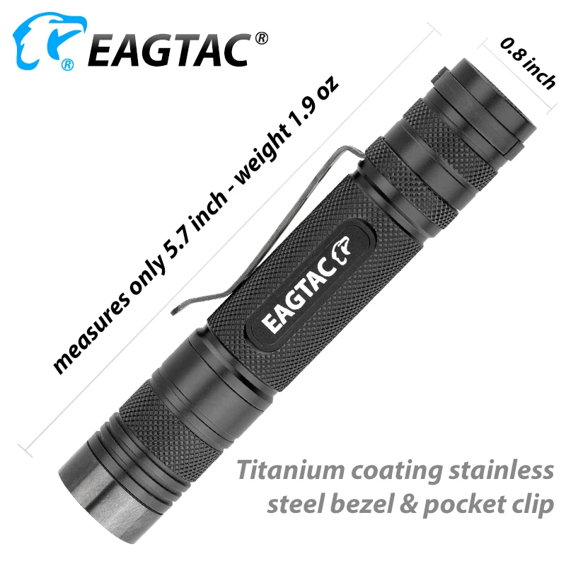  EAGTAC D25C2 XM-L2 850 Lumens 4 Modes 7 Hidden Outputs LED Flashlight Mini Torch Lower Low Mode - 4000206488784