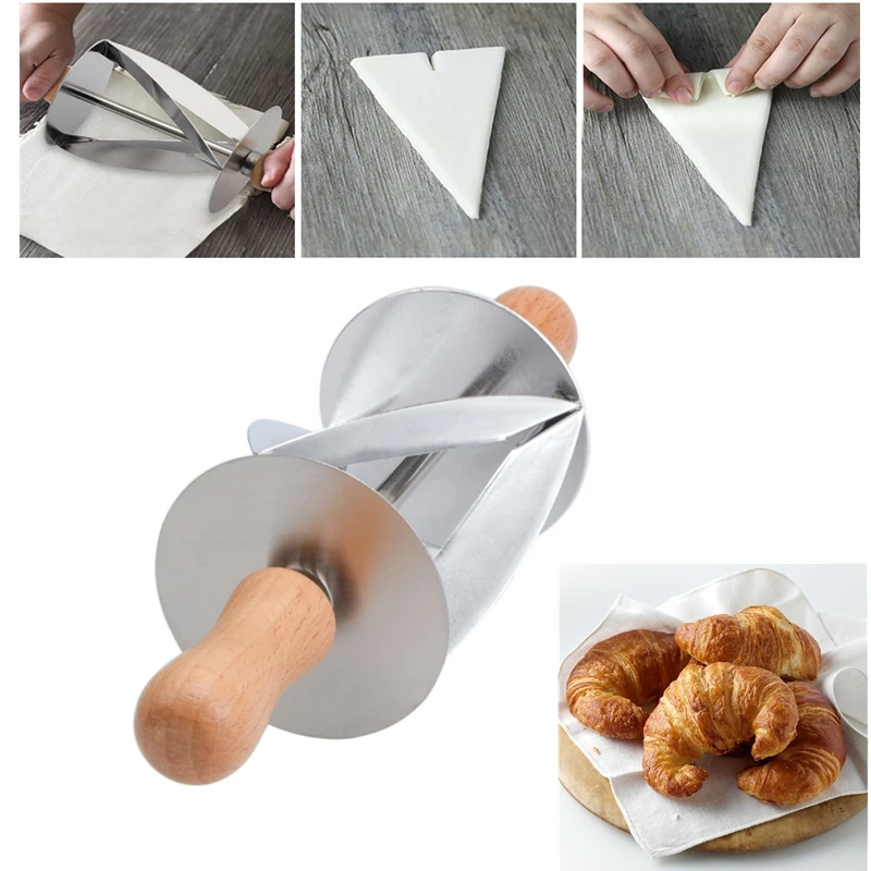 

Stainless Steel Rolling Pin Dough Cutter Pastry Baking Croissant Bread Knife Kitchen Christmas Party Decorating Tools