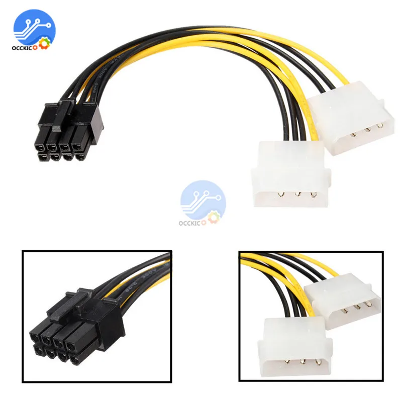 Двойные разъемы Molex LP4 4 Pin к 8 PCI E Express конвертер адаптер кабель питания провод|pin 8|pin