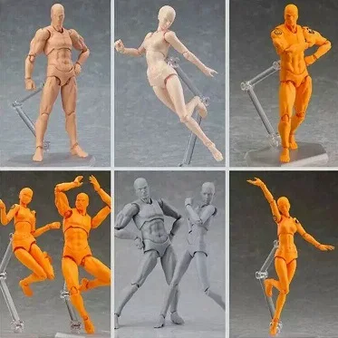

Figma BODY KUN / BODY CHAN Grey Orange Yellow PVC Action Figure Model Toys 14cm
