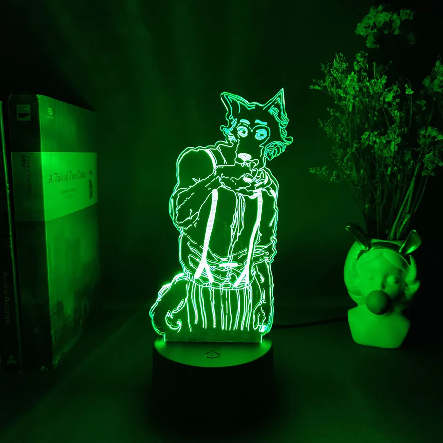 Beastars Legoshi 3D Anime Light Acrylic Lamp - 7-Color Changing Cute Room Decoration