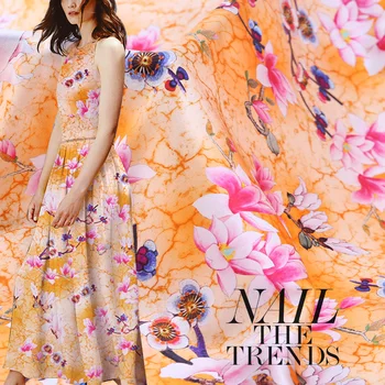 

108cm wide silk stretch satin fabric meter 19mm natural silk fabric satin magnolia printed fabric wholesale silk cloth
