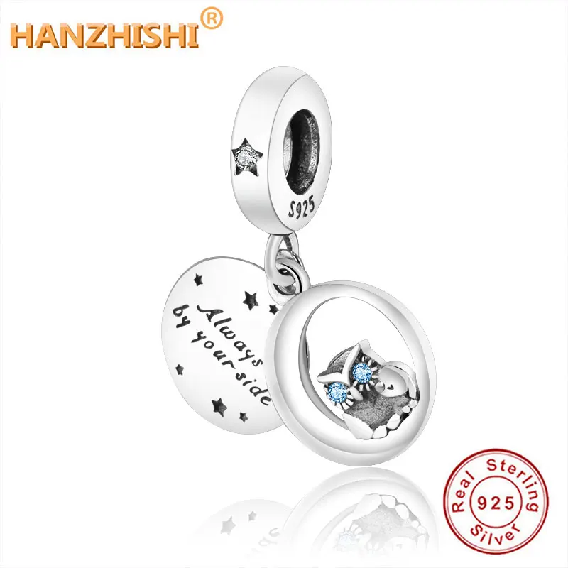 Подходят к оригинальным браслетам Pandora, Серебро 925 пробы, всегда рядом, Сова, очаровательные бусины-подвески для женщин, сделай сам, ювелирные изделия