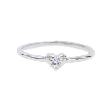 

New 100% 925 Sterling Silver us Size 6 7 8 silver gold thin Bling sparking heart cz Fine silver jewelry women beautiful ring