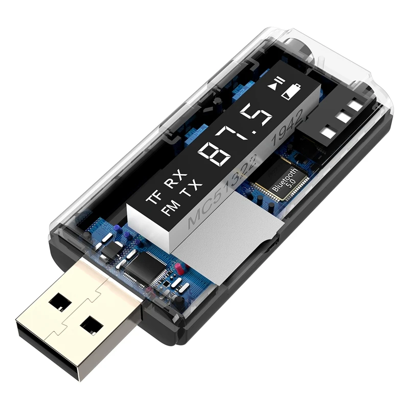 Bluetooth Receiver Transmitter BT5 0 FM Modulator Card Reader 3 5mm AUX Adapter for Headphones Speakers Handsfree Kit