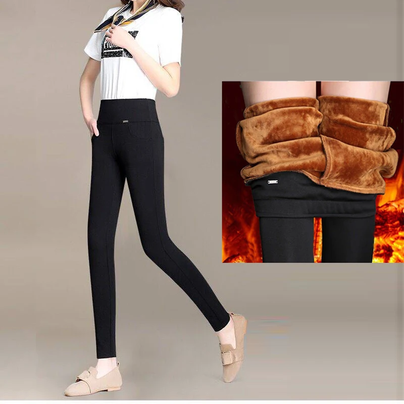 

2019 Winter Women Plus Size High Elasticity Leggings Solid Slim Ankle-Length Legging Lady Korean Style All-match Sweet Pants