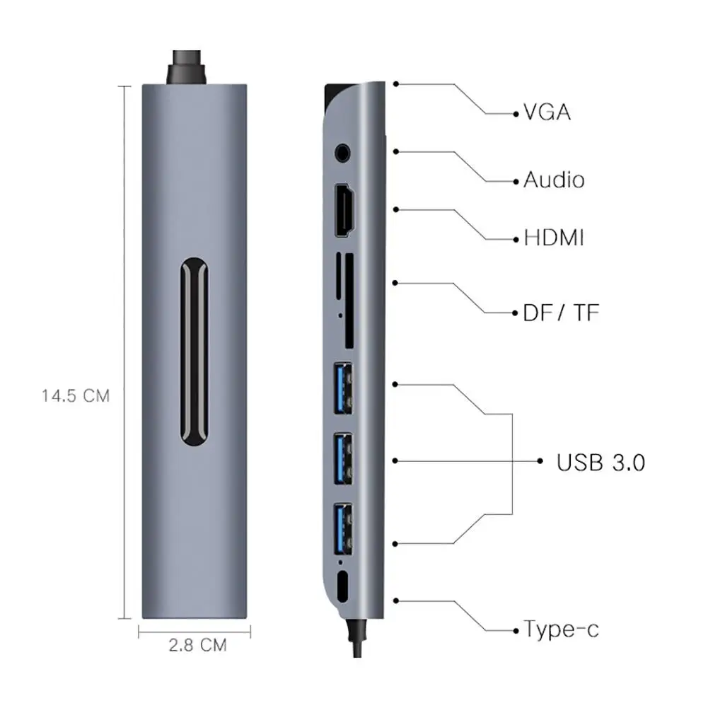 Bakeey type-C USB C концентратор адаптер с 3* USB 3,0 портами разъем для наушников/4 K HD дисплей type-C зарядка PD/3,5 мм аудио для MacBook-PRO