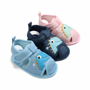 

Dinosaur Sandals Girls Boys Shoes Cotton Breathable Baby Sandals Hollow Plaid Soft-Soled Princess crib shoes