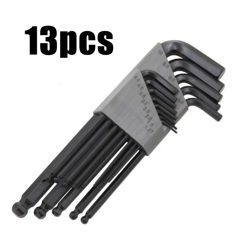 

13pcs Hex L-Wrench Spanner Set Long Arm Ball End With Cutter Holder Lightweight Hand Tool Part Kits