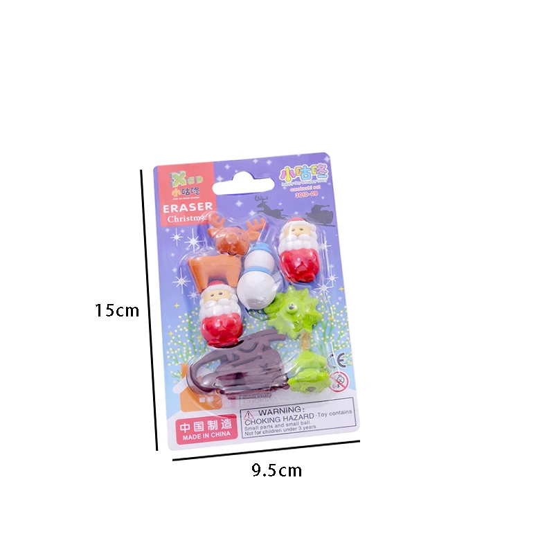 8packs Christmas snowman Eraser Set Santa Claus Rubber Suit Lovely eraser school supplies kids gifts for Party