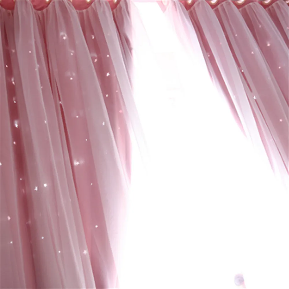 Bujasso Tende Oscuranti Rosa Con Sovrapposizione Trasparente - 2 Pannelli 97x160 Cm - Camera Da Letto Ragazze