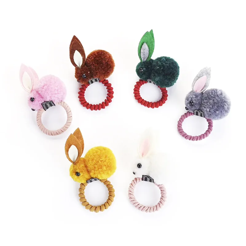 

Children Bunny Barrettes Furry Ball Girls Cute Headband Hair Accessories South Korea Baby Does Not Damage Hair Rabbit Cartoon He