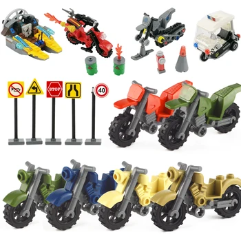 

Figures Educational Building Blocks Toys For Children Military Motorcycle Accessories Model Birthday Present