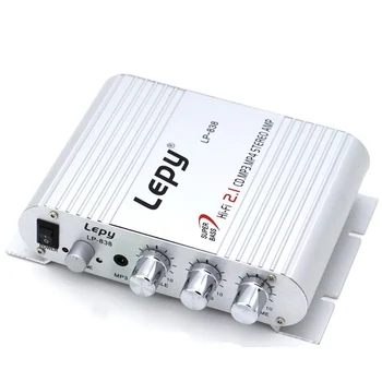

With 12V 3A Power + Audio Cable LP-838 MINI Digital Hi-Fi Car Power Amplifier 2.1CH Digital Subwoofer Stereo BASS Audio Player