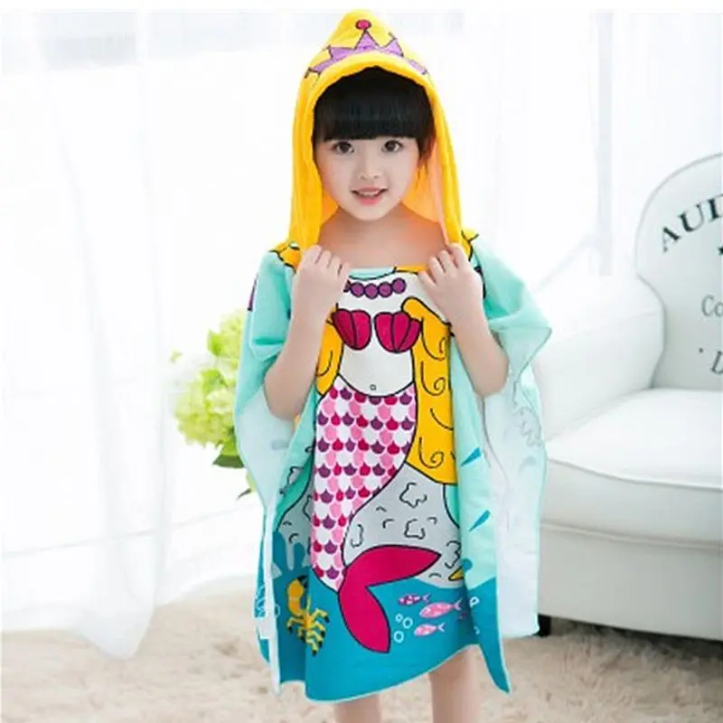 

Comfortable Kids Bathrobe Cute Cartoon Patterns Soft Hooded Cloak Bathrobe Blanket Kids Toddler Baby Bath Towel 72XC