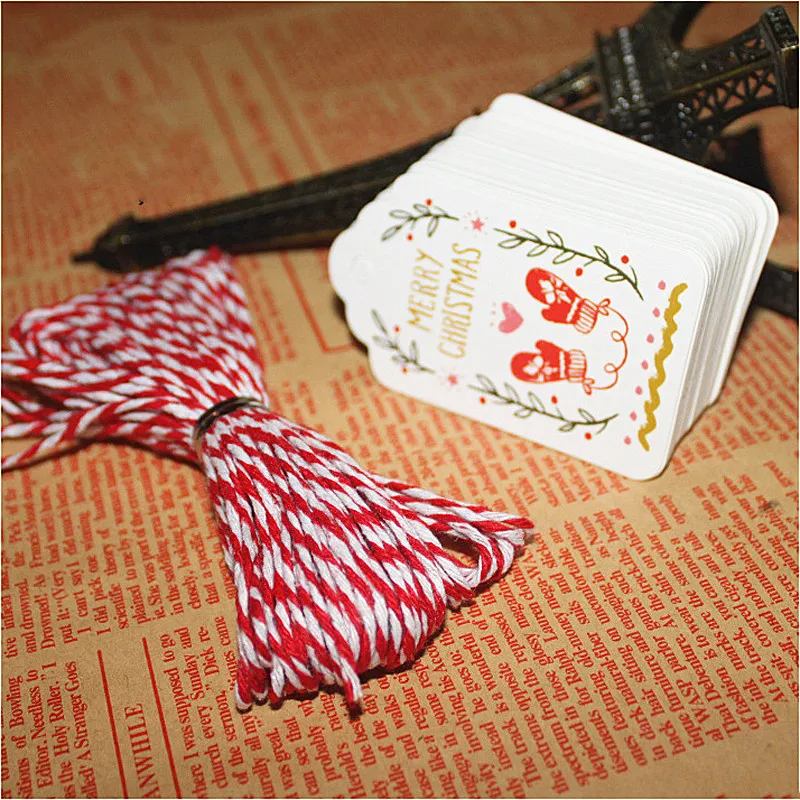 50 шт. Рождественская Подарочная коробка бирки Анти-Царапины коробка сладкие конфеты драги упаковочные бумажные соломинки для напитков название бренда бирка с веревкой