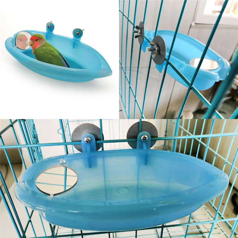 Птица вода ванна с зеркалом клетка для домашних птиц подвесная миска попугаи