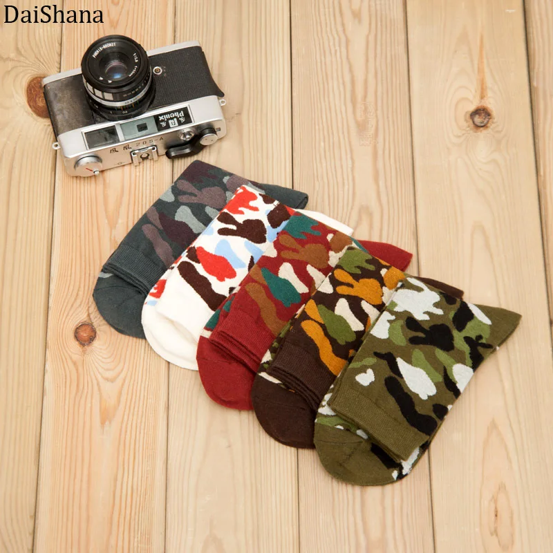 Hot Sales 5 Pairs/Lot Men's Green Army Socks Mans Cotton Casual Ankle Happy Summer Camouflage For Team Party Playing Games | Мужская