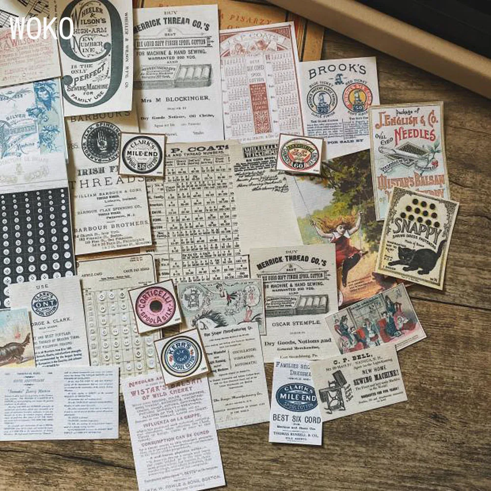 

WOKO 31pcs Old Pictorial Newspaper Black Cat Illustration Receipt Invoice Retro Junk journal Material Sticker DIY Scrapbooking
