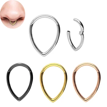 

16g 1Piece Tear Drop Segment Hinged Rings Septum Nose Clicker Piercing Nose Lip Earrings Helix Nose Piercing Body Jewelry