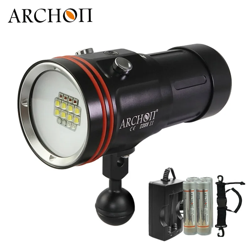 

ARCHON D36V-II UPDATE D36V W42V Diving Flashlight Underwater Video Photographing Fill Light 18650 lantern Torch Diving Light