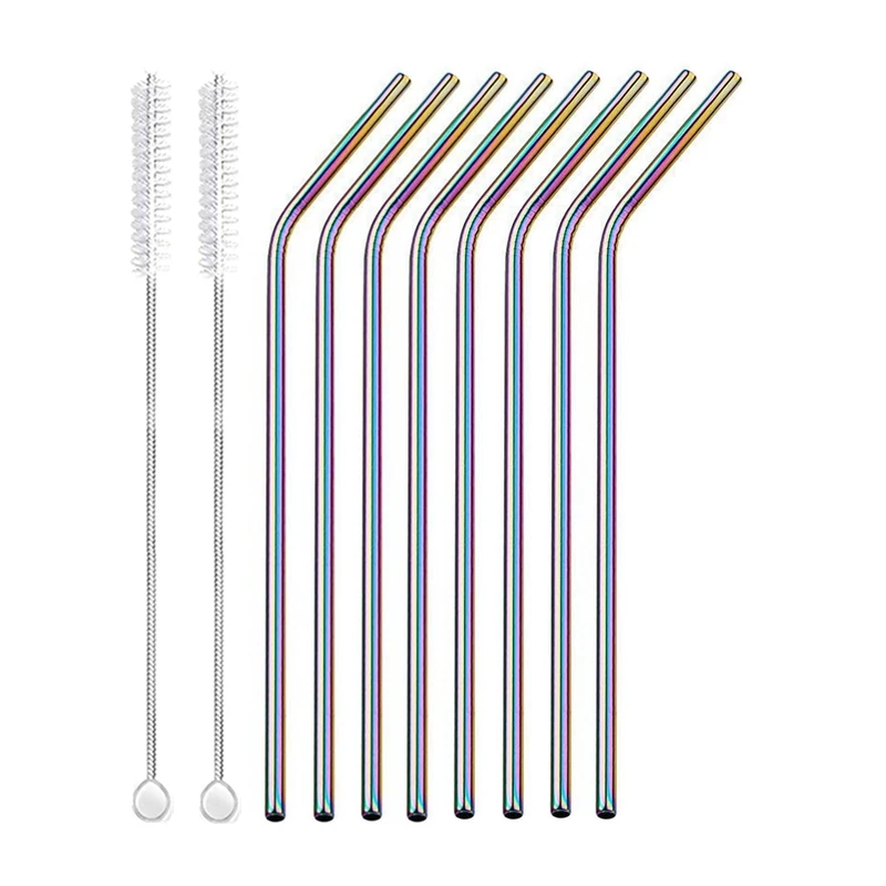 Eco-Friendly Reusable Stainless Steel Drinking Straws Set with Cleaner Brushes