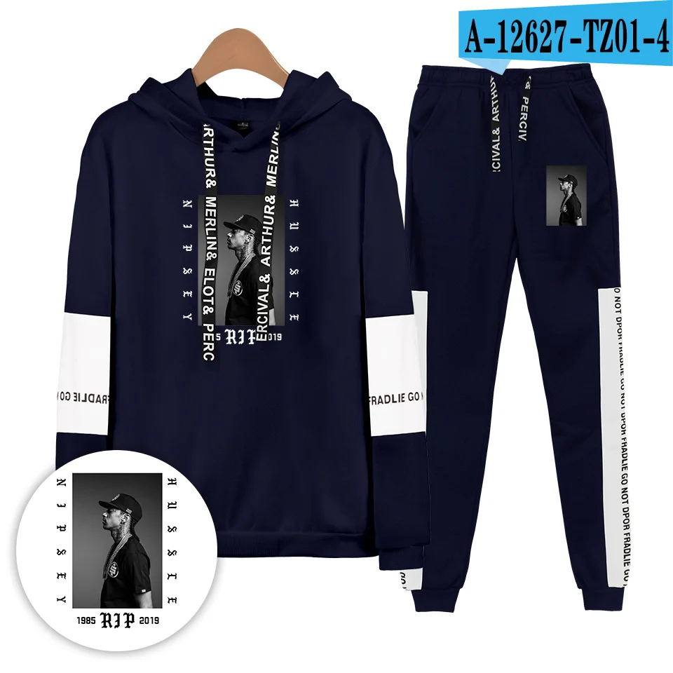 Новая мода nipsey hussle толстовки и спортивные штаны хлопок для мужчин/детей комплект из двух предметов брендовая спортивная одежда осень-зима - Цвет: Цвет: желтый